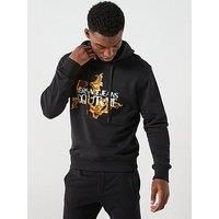 Versace Jeans Couture Barocco Institutional Logo Overhead Hoodie - Black