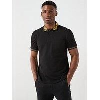 Versace Jeans Couture Logo Collar Polo Shirt - Black