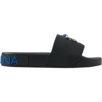 Dolce & Gabbana Elegant Black Leather Slide Women's Sandals Authentic