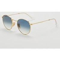 Ray-Ban Sunglasses Round Flat Lenses 3447N 001/3F Gold Blue Gradient 50mm