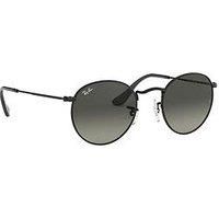 Ray-Ban Sunglasses Round Flat Lenses 3447N 002/71 Black Grey Gradient 50mm