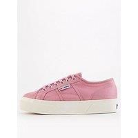 Superga 2740 Platform Lame Plimsolls - Pink Nosegay F Avorio
