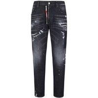 Dsquared2 Skater Jean Ripped Thighs Paint Splatter Black Wash Jeans