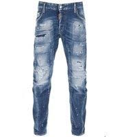 Dsquared2 Tidy Biker Jean Paint Splash Reinforced Ripped Blue Jeans