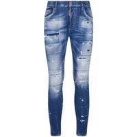 Dsquared2 Super Twinky Jean Faded Reinforced Ripped Blue Jeans
