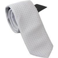 Grey Polka Dot Silk Tie Men - White