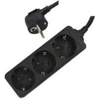 Ewent EW3959 3-Socket Child-Proof Power Strip - Sleek Black Extension for Home Cinema & TV Setups