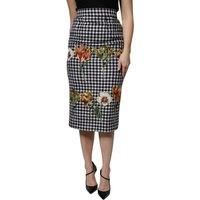 Floral Applique Pencil Skirt Wo - Multicolor