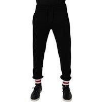 Dolce & Gabbana Black Wool Mid Waist Jogger SweatMen's Men's Pants Authentic