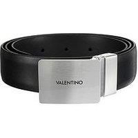 Valentino Valentino Litech Plaque Buckle Leather Belt- Black