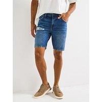 Diesel Distressed Slim Denim Shorts - Blue