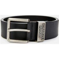 Armani Exchange Men's Metal Buckle Leather Belt - Black - W30