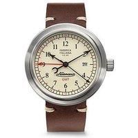 Allemano Gmt White Dial Brushed Steel Case Brown Strap