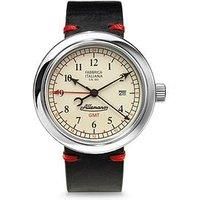 Allemano Gmt White Dial Polished Steel Case Black Strap