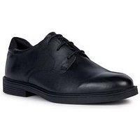 Geox J Zheeno A Black Smooth Leather School Shoes