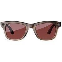 Ray-Ban Meta Wayfarer Glasses - Transparent Shiny Warm Stone, Transitions Watermelon Red