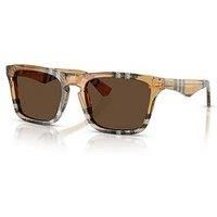 BURBERRY BE4434 414673 Check Sand Dark Brown 57 mm Men's Sunglasses