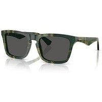 BURBERRY BE4434 412587 Check Green Dark Grey 57 mm Men's Sunglasses