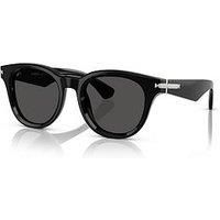 Burberry BE 4439 300187 Black Plastic Round Sunglasses Grey Lens