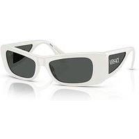 Versace Women Sunglasses White Dark Grey Oval VE4480U 314/87 BRAND NEW
