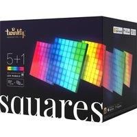 Twinkly Squares – 6 App-Controlled LED Panels with 64 (8x8) RGB (16 Million Colors) Pixels. Combo Pack. USB-C Powered Connection. Black. Indoor Smart Home Lighting Decoration.