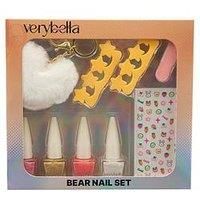 Verybella Optimal Manicure Set Contains 4 Coloured Peel Off Nail Polishes, 1 File, 2 Soft Toe Separators, Colorful Nail Stickers, 1 Heart Shaped Key Ring