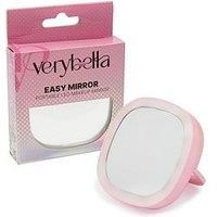 verybella Portable Mini Mirror, Pink, Size 85 x 85 cm, Adjustable LED Lights, Pocket Size for Handbag, Ideal for Makeup and Travel, Comfortable Grip