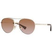 Ralph Lauren RA 4135 911613 Shiny Pale Gold Metal Sunglasses Brown Gradient Lens