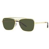 Ray-Ban New Caravan Legend Gold Square Frame Green Lens Sunglasses