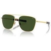 Polo Ralph Lauren 0Ph3147 Pilot Sunglasses-Gold/Black