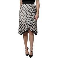 Polka Dot Ruffle Midi Wrap Skirt Wo - Blackwhite