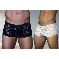 Men'S Lace Boxer Shorts - 5 Sizes & Colours! - Black