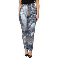 DOLCE & GABBANA Jeans Blue Washed Printed High Waist Denim IT36/US2/XXS 1280usd