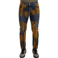 Dolce & Gabbana Blue Yellow Dye Cotton Skinny Men Denim Men's Jeans Authentic