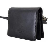 DOLCE & GABBANA Wallet Black Leather Wristlet Mini Mens Bag Card Bill
