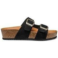 Geox Women/'s D BRIONIA H A Flat Sandal, Black, 6 UK