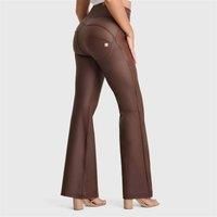 FREDDY WR.UP WR.UP® Push-up Faux Leather Trousers with High Waist and Wide Leg, Black, M