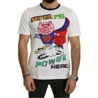 Dolce & Gabbana Chic White Cotton Pig Motif Men's Tee Authentic