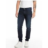 REPLAY Adult M914 Anbass Power Stretch Jeans, Dark Blue 007-5, 34W / 32L