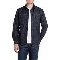 Replay Men/'s M4124 Shirt, 007 Dark Blue, M