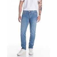 Replay Men/'s Grover Powerstretch Denim Jeans, 009 Medium Blue, 30 W/32 L