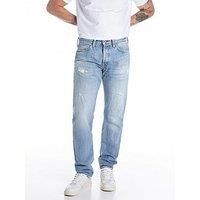 Replay Neaal Distressed Regular Fit Jeans - Light Blue