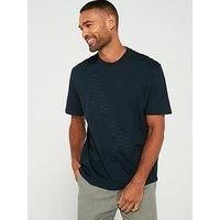 Armani Exchange Men/'s Large Ax Logo with Micro Text Inside Regular Fit Tee, Navy, S
