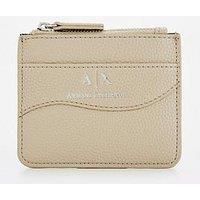 Armani Exchange Women Essential, Wave, Silver Printed Logo Travel Accessory-Envelope Card Holder, Pisco, One Size