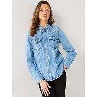 Diesel De-Waves Long Sleeve Denim Shirt - Light Wash