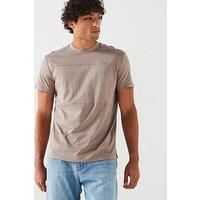 Armani Exchange Men/'s Repeat Micro Text with a/X Logo Overlay Regular Fit Tee, Driftwood, S