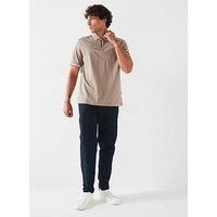 Armani Exchange Regular Fit Cuff Logo Zip Polo Shirt - Light Brown