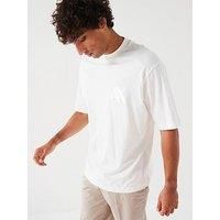 Armani Exchange Embroided Ax Left Chest Logo T-Shirt - Off White