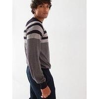 Armani Exchange Men/'s Wool Mix Horizontal Color Blocked Turtle Neck Sweater Pullover, Navy/Driftwood, Large
