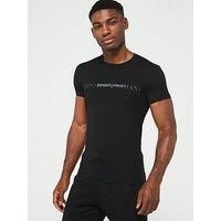 Emporio Armani Men/'s Rubber Pixel Logo Crew Neck T-Shirt, Black, XXL